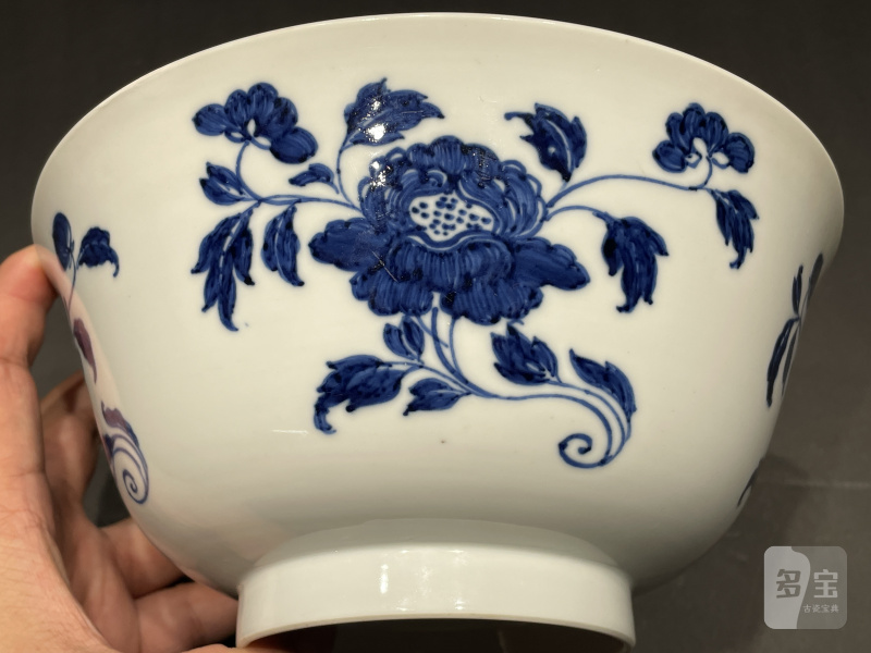 清康熙 仿宣窑青花折枝花纹纹碗 - 图5